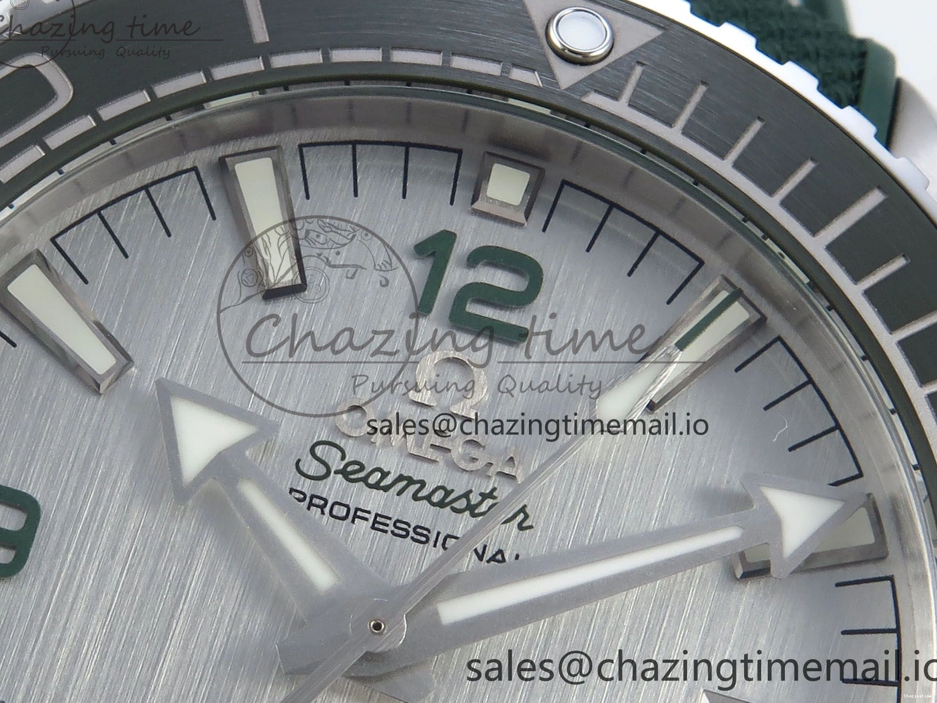 0401 Bold Seamaster Planet Ocean 600M 43.5mm SS SCF 1:1 Best Edition Green Bezel Gray Dial on Green Rubber Strap A8900 Super Clone 7666